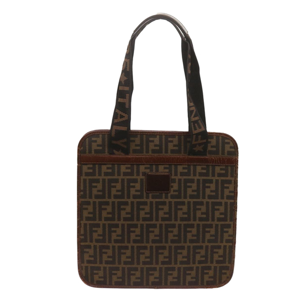 FENDI Zucca Canvas Tote Bag Black Brown Auth yk11261 - Picture 13 of 16